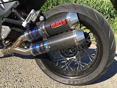 MassMoto Exhaust Dual Silencers M1 MotoGP Style Carbon Moto Guzzi Griso 1200 8V • $1422.74