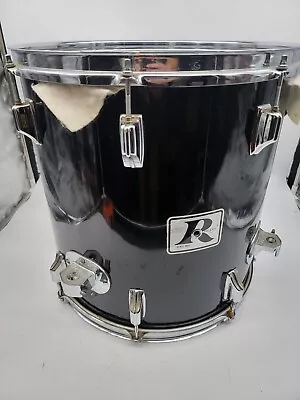 ROGERS 70s 80s Vtg Big R Floor TOM Drum Black Ebony Wrap USA [...]  • $360