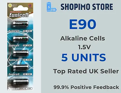 5 X E90 N Alkaline 1.5V Clock Alarm Fob Calculator Batteries LR1 Cells Eunicell • £3.49