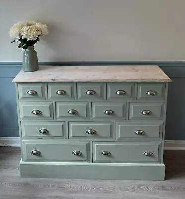 Vintage Solid Pine Merchants Chest Of 14 Drawers! • £395