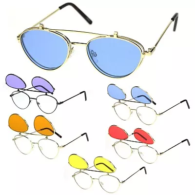 Hipster Hippie Pop Color Flip Up Lens Pimp Daddy Sunglasses • $14.95