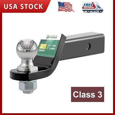 Trailer Hitch Mount With 2-Inch Ball  Fits 2-in Receiver 6000 Lbs 2  Drop • $25.99