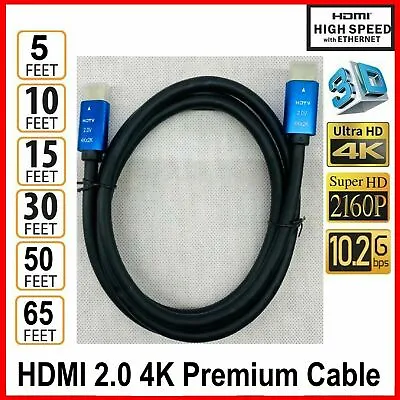 HDMI Cable 2.0 4K 3D HDTV PC Xbox ONE PS4 High Speed 5 10 16 33 50 65 FEET LOT • $3.94