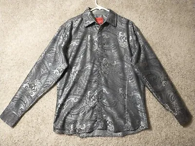 Patron Cito Red Label Mens Large Gray Paisley Western Button Up Long Sleeve • $20