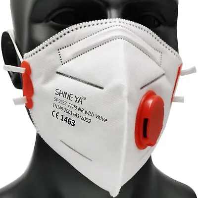 FFP3 NR Dust Mask Fold Flat Valved Protective Respirator Face Protection 20/Box • £44.99