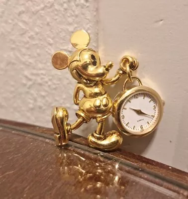 Napier Brand Mickey Mouse Pin With Clock Brooch • $12