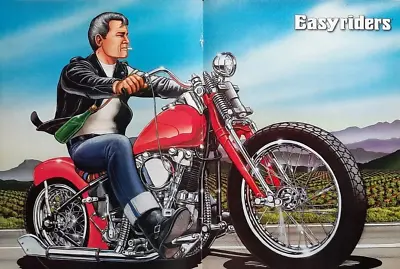 Vintage David Mann Motorcycle Poster Original Easy Rider Clean Shaven Smoking • $11.99