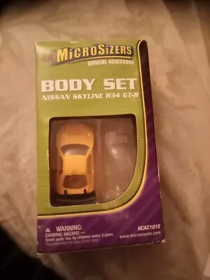 Microsizers R/C Cars Body Set Yellow Nissan R34 OFFICIAL ACCESSORY MINI R/C New • $14.99