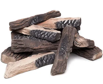 Natural Glo Large Gas Ceramic Wood Fireplace Logs 10 Piece Set Indoor Or Outdoor • $94