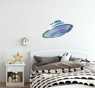 Watercolor UFO #1 Alien Spaceship Wall Decal Removable Fabric Vinyl Wall Sticker • $27.99