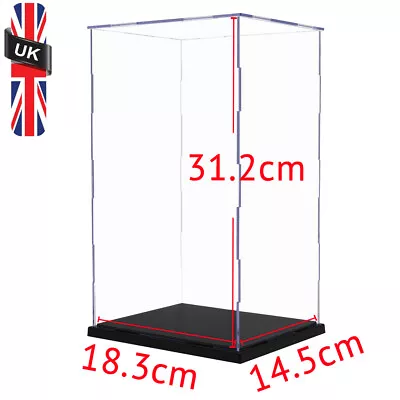 UK Acrylic Display Case 12.2  H Perspex Plastic Base Box Dustproof Self-Install • £20.19