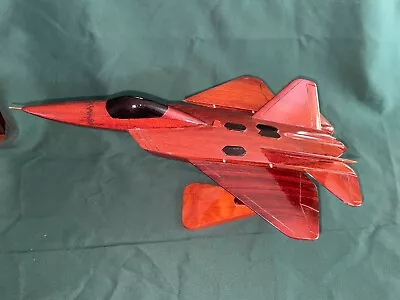 Vintage Handmade Wood Mahogany Military Airplane F-22 Raptor - Vietnam • $99