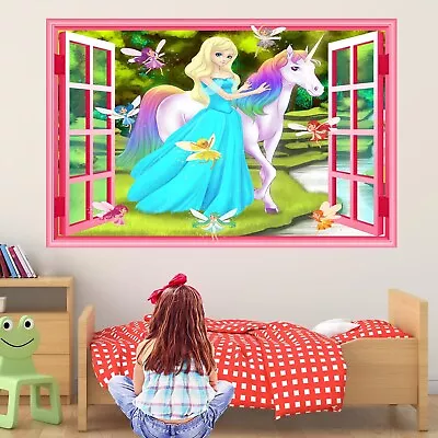 Unicorn Princess Fairies Wall Decal Sticker Mural Poster Print Art Kids Girls • £3.99