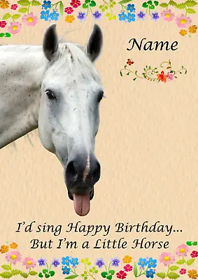 PERSONALISED Birthday Card Little HORSE Cute Funny Humour Granddaughter Daughter • £3.39