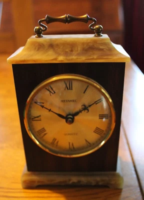 £2.99 • Buy Vintage METAMEC Faux Marble & Wood Cased Mantel/Carriage Clock, Spares/repair