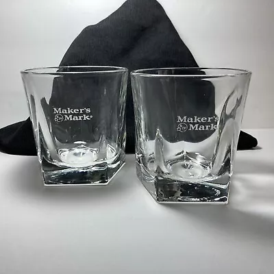 2 Makers Mark Etched Bourbon Whiskey Tumblers Libbey's Dura Tuff Barware Mancave • $13.65