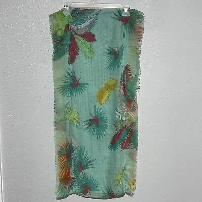 Tropical Women’s Circular Scarf Fringe 100% Viscose Acrylic Floral 68x16 Lined • $3.67