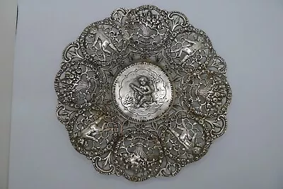 Rare Vintage Silver 800 Bowl W Cherubs Dancing And Floral Decoration • $274