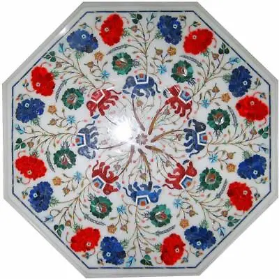 18  Marble Table Top Floral Carnelian Inlay Semi Precious Stones Art Work  • $431.24