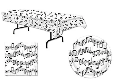 Music Note Tablecover Napkins Dinner Plates 33 Piece Bundle Set For 16 • $23.82