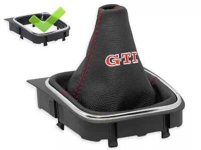 For Vw Golf Vi Gear Shift Boot Gaiter Leather Embroidery Gti Stitch Red + Frame • $38.99