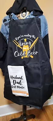 BBQ Grill Master Chef Apron + Towel Bring Me A Cold BEER! GREAT GIFT Dad Husband • $13.50