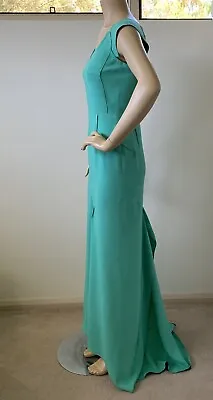 $695 • Buy Authentic Roland Mouret Phoenix Green Double Crepe Sleeveless Gown Dress $3,490