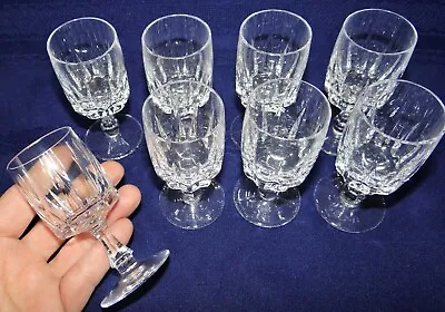 Josair VISCOUNT Set Of 8 Cut Crystal Cordial Goblets 3.5  Glass Josephine Hutte • $34.99