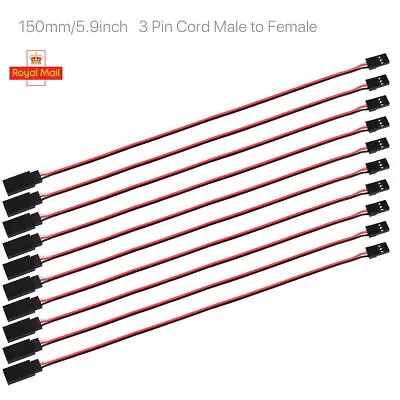 10pcs Servo Extension Lead Wire Cable Cord 3 Pin Male To Female For RC Futaba • £6.49