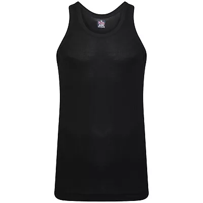 RIBBED Fitted Slim Fit Athletic Muscle Gym Rib Tank Mens Vest 100% Cotton Lot • £5.99