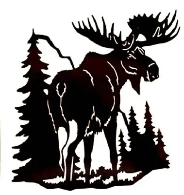 MOOSE FOREST MOUNTAIN TREE SCENE Vinyl Decal -Sticker For Car Truck Bumper Wall • $2.50