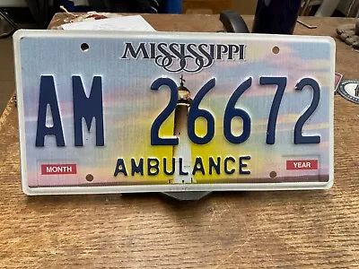 License Plate Vintage Mississippi AM 26672 Ambulance $6 Bargain • $6