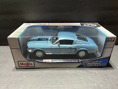 Maisto SPECIAL EDITION 1968 Ford Mustang GT Cobra Jet 1:18 Blue NIB Great Gift • $15.91