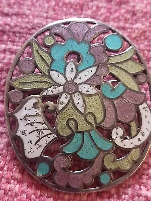 Mexican Silver Enamel Pin / Pendant Brooch ~ Margot De Taxco • $395