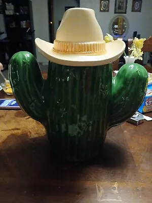 Vintage Saguaro Cactus With Cowboy & Cookie Jar By Treasure Craft  • $22.50