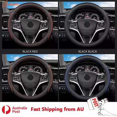 Luxury Car Real Leather Steering Wheel Cover Slip On 38cm 15  Round Auto Van  • $26.99