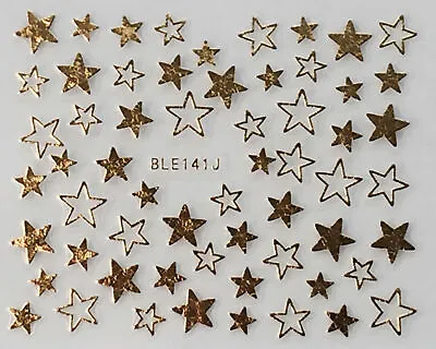 Nail Art 3D Decal Stickers Metallic Stars Gold 4th Of July BLE141J • $3.19