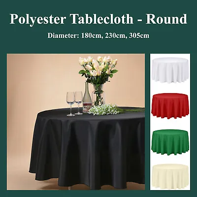 $19.95 • Buy Round Polyester Tablecloth 200GSM Wedding Event Party Banquet Tableware Covers 
