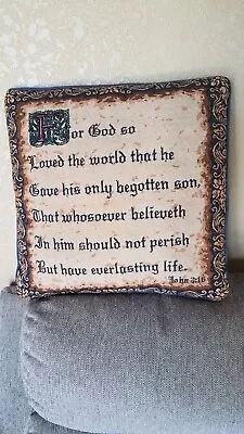 Vintage Jonn 3:16 Tapestry Throw Pillow 14×15  • $18