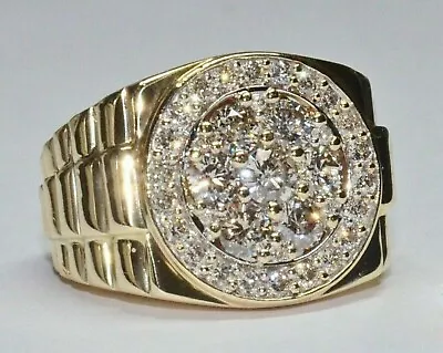 2Ct Round Cut Real Moissanite Mens Engagement Ring 14K Yellow Gold Silver Plated • $184.99