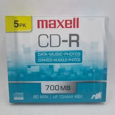 Maxell 5pk Blank Audio Data Recordable CD-R 80min 700MB Maxdata NEW SEALED!  • £19.99