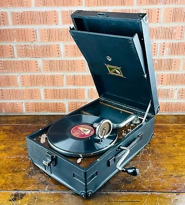 HMV Gramophone 101 Portable Wind Up Record Player 78rpm Antique Vintage 1920s • £160