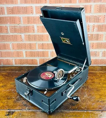 HMV Gramophone 101 Portable Wind Up Record Player 78rpm Antique Vintage 1920s • £160