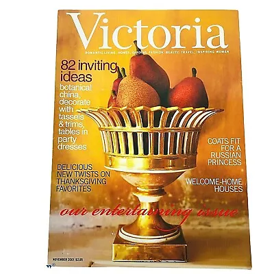 Bliss VICTORIA Magazine November 2001 Vol 15 Number 11 Back Issue Thanksgiving • $6.94