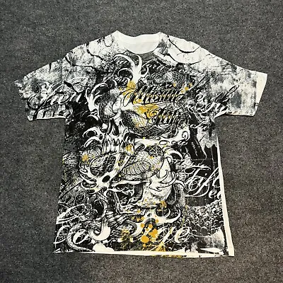 Miami Ink Tattoo All Over Print Grunge Skull T Shirt Affliction Mall Goth MMA • $29.99