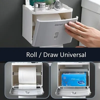 $29.28 • Buy Storage Rack Roll/Draw Paper Dispenser Tissue Box Shelf Toilet Paper Holder