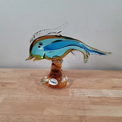 Vintage VENETIAN GLASS Handmade CO ITALY Dolphin • $149.99