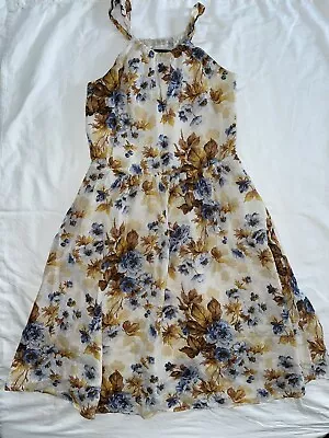 Massimo Dutti Floral Gauze Cotton Halter Dress 38/28 • $9.99