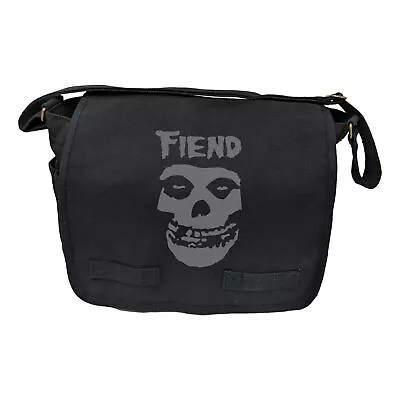 Black Cotton Canvas Military Messenger Bag Transparent Misfit Fiend Skull • $49.95