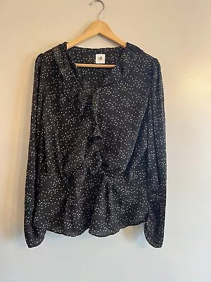 CABI #4154 Eros Blouse Medium Black Heart Print Top Shirt Dressy Size Large L • $0.99